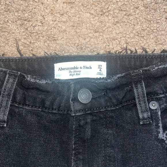 Abercrombie & Fitch Curve Love Skinny High Rise Jeans Black Destroy Denim 27 4L - Picture 8 of 9